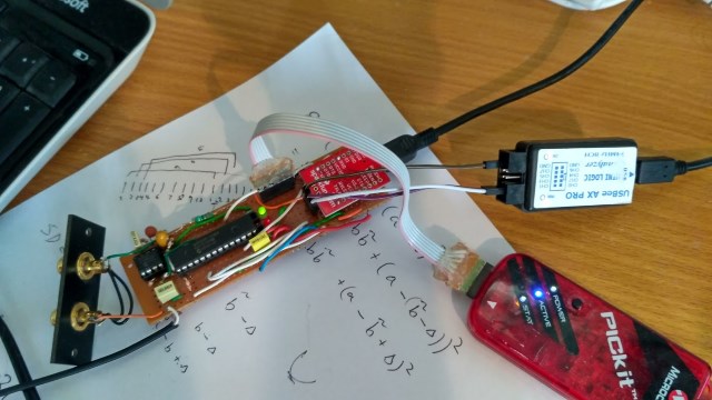 Hardware version 2 with logic analyzer connected to it