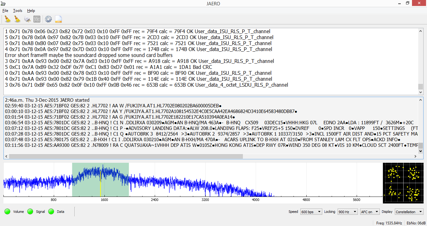 SatCom ACARS reception using GPS antenna with filter removed (no dish)