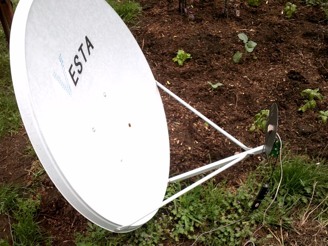 90cm dish with modified GPS patch antenna