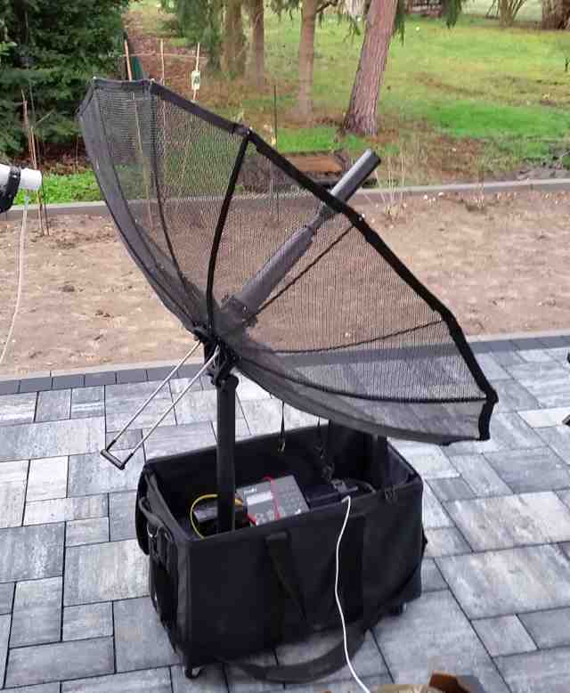Otti's 1.2m dish used for first actual real life signal testing