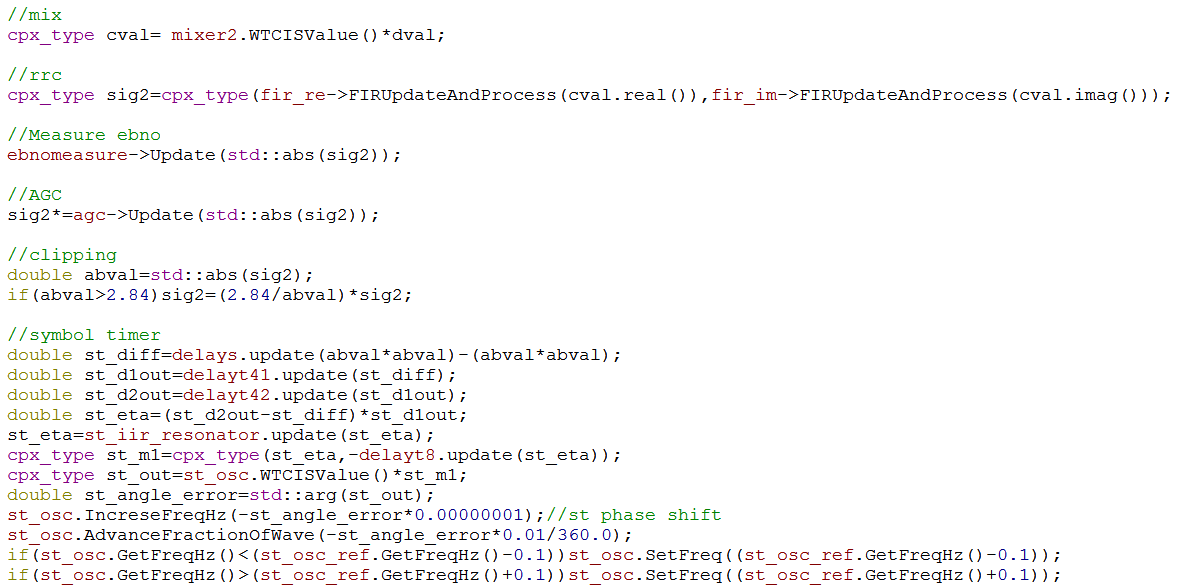 Symbol timing code snippet as used by JAERO at 10.5k